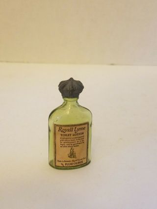 Vintage Royall Lyme Toilet Lotion Mini Bottle (empty) 3/8 Oz Green Glass