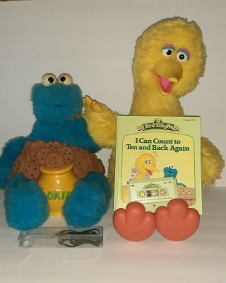 Vintage Ideal Big Bird Story Magic And Cookie Monster With Book,  Tape & Cord