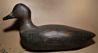 Vtg.  Wooden Duck Decoy W Weighted Keel/leather Tie/michigan/bluebill