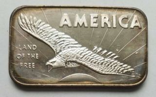Rare Vintage 1 Oz Silver Bar " America Land Of The " American Argent