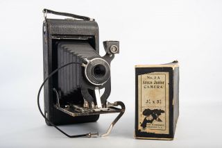 Agfa Ansco No 3a Junior Folding Bellows Camera With Cable Release & Box V14