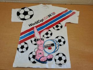 Vintage 1994 Energizer Bunny Shirt World Cup Usa 94 Double Sided All Over