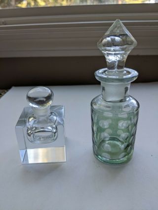 Vintage Perfume Bottle Set Of Two Small Stoppers Empty And Cleaned