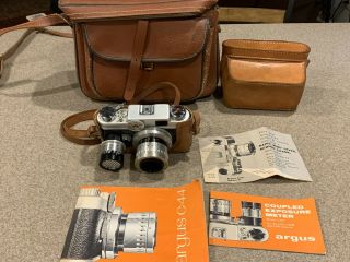 Vintage Argus C44r 35mm Film Camera W/leather Case,  Exposure Meter,  Gadget Bag