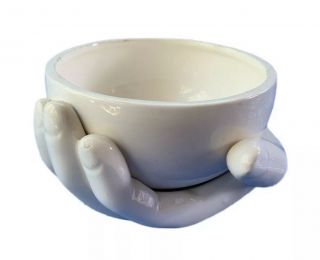 Vintage Shafford Porcelain White Hand Bowl Sculpture Post Modern Ceramic Art