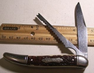 Vtg Colonial Prov Usa Small Fish Knife 4 - 3/8 " Old Folding Pocket Scaler Nm
