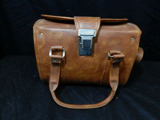 Vintage Leather Camera Bag Carrying Case W/ Shoulder Strap 12x9x7