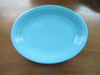 Vintage Fiesta Ware Homer Laughlin 12 1/2 " Turquoise Blue Serving Platter Hlo