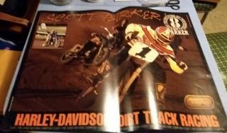 Vintage 1998 Harley - Davidson Racing Poster Scott Parker 8 Time Gnc