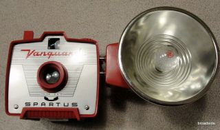 Vintage Red Spartus Vanguard Camera With Red Spartus Flash
