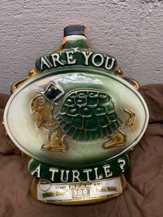 Are You A Turtle? Vintage Jim Beam Decanter Whiskey Empty 1975