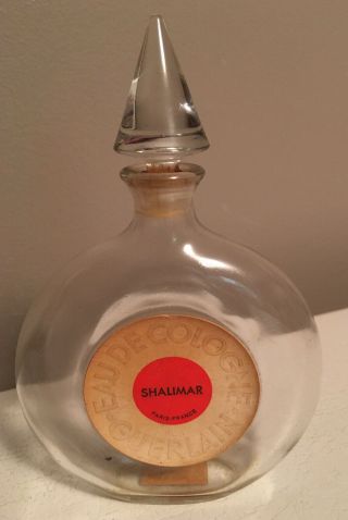 Vintage Guerlain Shalimar Eau De Cologne Paris 3 Oz Perfume Bottle Empty/used