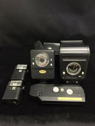 Vintage Canon Speedlite 199a/177a With Power Winder A2 Flash A11 Olympus (b14)