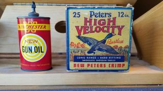 Vintage Peters Shotgun Shells Empty Box 12 Ga & Winchester Gun Oil
