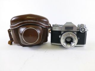 Zeiss Ikon Contaflex 35mm Film Camera With A Case And A 50mm F/2.  8,  In Ec.