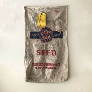 Vintage Farmco Products Wisconsin Hybrid Seed Cloth Sack Bag Farm Advertising