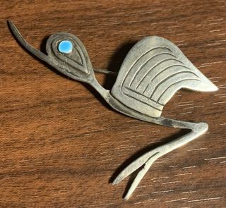 Vintage Laffi Peru Sterling Silver Enamel Bird Pin/brooch