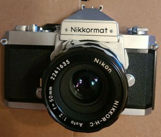 Nikon Nikkormat Ftn 35mm Film Slr Camera W/ Nikkor - H.  C Auto 50mm F2 Lens