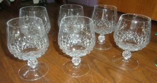 Vintage Set Of 6 Bohemian Clear Crystal Brandy Snifters Glasses 5 1/4 " Euc