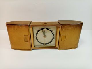 Vintage Phigied Brass Travel Alarm Clock 7 Jewel Mechanical Movement