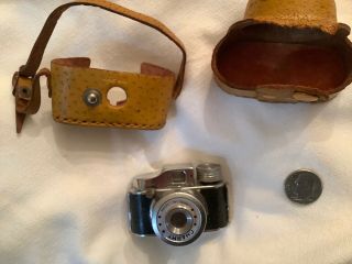 Charmy Vintage Subminiature Black Camera,  With Case,  Japan Leather Case Mini