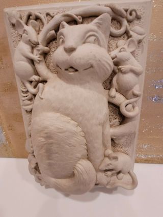 Vintage Large Concrete Carruth Smiling Cat And Mice Garden Hanging