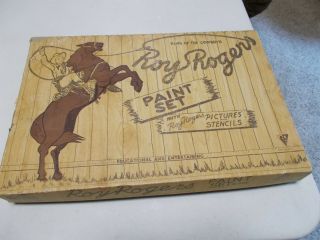 Vintage 1941 Roy Rogers Paint Set 939 With Picures & Stencils Standard Toykraf