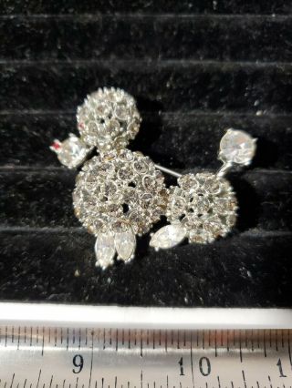Vintage Capri Poodle Dog White With Red Rhinestones Pin Brooch Figural 1950’s