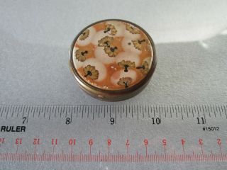 Vintage 1950s Mid - Century Coty Gold Tone Metal Compact Mirror & Powder Puff