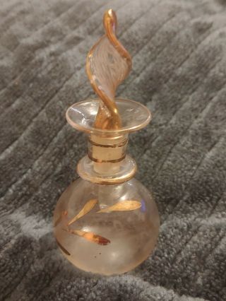 Vintage Glass Perfume Bottle With Gold Accents