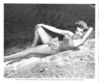 Vintage 1953 Leggy Bathing Beauty Starlet Kathleen Hughes Sexy Pin - Up Photograph
