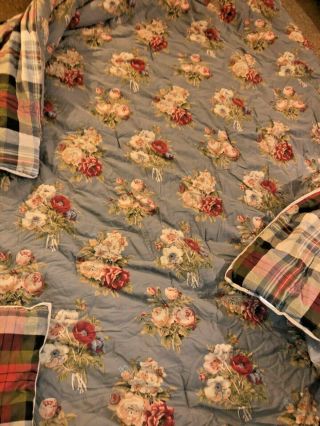 Ralph Lauren Floral Cabbage Gray 89 " X91 " Full/queen Vintage Comforter