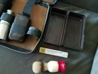 Vintage Men ' s Shaving Kit In Leather Zip - A - Round Case 2