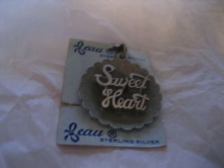 Vintage Sterling Beau Sweet Heart Charm - On Card - Words Are Elevated