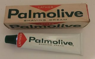 Vintage Palmolive Lather Shaving Cream Tube Collectible Mancave