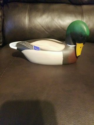 Miniature Wood Carved Duck Decoy - Wood Duck Drake Signed William A Coleman 1984