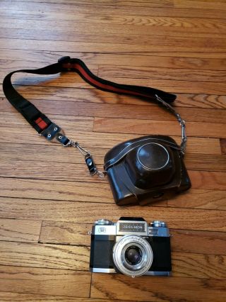 Zeiss Ikon Contaflex 35mm Film Camera - W/tessar 50mm F2.  8 Lens,  Leather Case