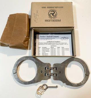 Vintage Peerless Hinged Handcuffs Nib Nos