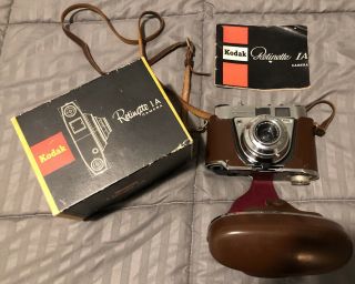 Vintage Kodak Retinette 1a Ia 35mm Camera With Box & Leather Case