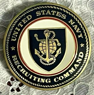 Vintage " United States Navy Recruiting Command " Pin Military 2 Inches Usa Usn