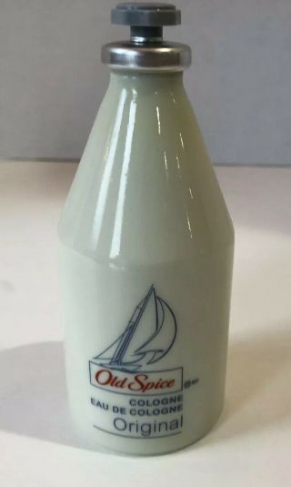 Vintage Old Spice Cologne Milk Glass Bottle,  2.  5oz Star Top