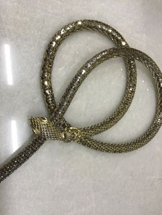 Vintage Whiting And Davis Snake Gold Mesh Necklace Belt 2