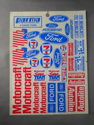 Vintage Parma 10608 Ford Decal Sticker Sheet Nos Complete