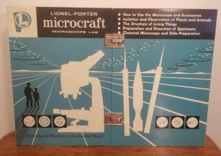 Vintage 1960 Lionel Porter Microcraft Microscope W/ Specimens & Case