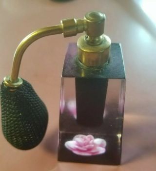 Vintage Jane Art Lucite Perfume Bottle With Rose