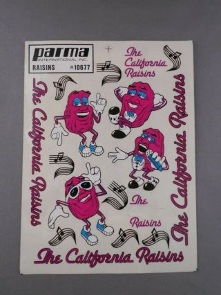 Vintage Parma 10677 California Raisins Decal Sticker Sheet One Sticker Missing