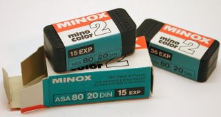 Minox Minocolor 2 Film.  2 Rolls 15&36exp.  Asa80.  Expired