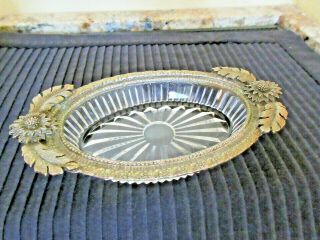 Vintage Gold Gilt Metal And Glass Soap Dish Marked K782/ 640