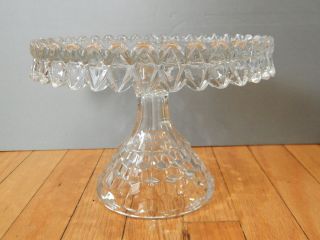Vintage Fostoria American Crystal Glass Cake Pedestal Stand Rum Well Round 10 "