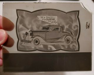Vintage 1930s Dodge Beauty Car Advertising Magic Lantern Glass Slide